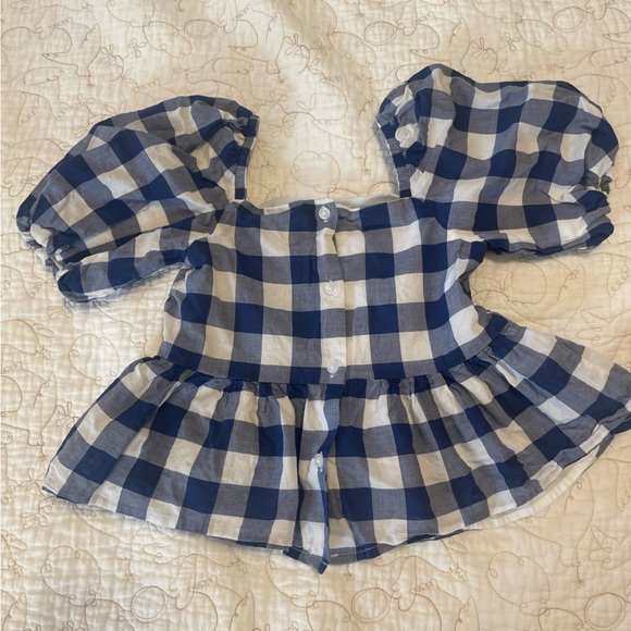 Girls Size 6 Janie & Jack Blue and White 100% Cotton Top - Picture 3 of 6